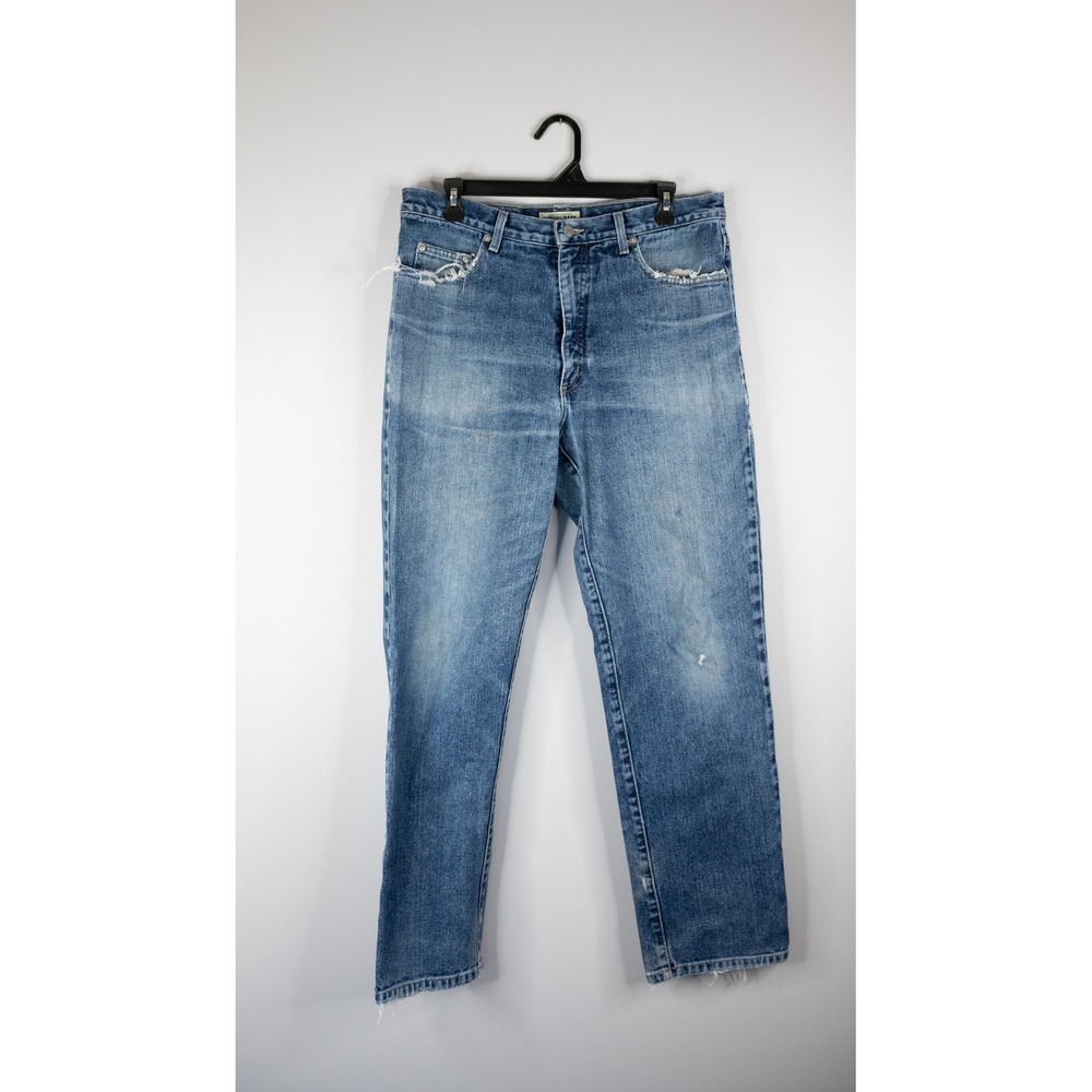 Guess Jeans Denim Pants Mens 34 Blue Distressed Vintage Straight Leg 10001-30